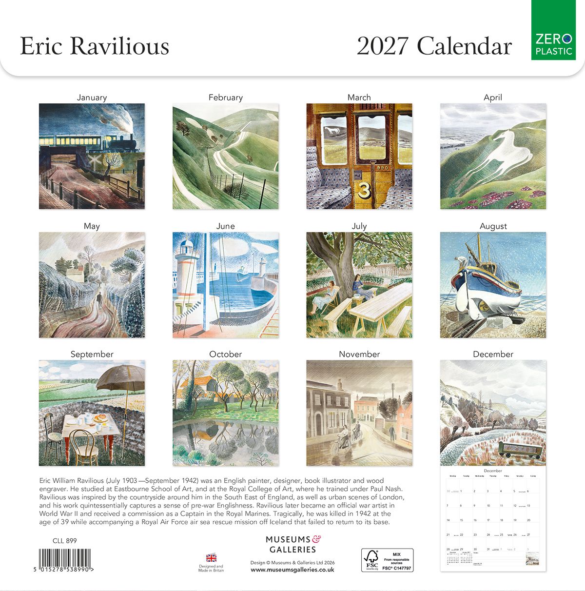 Eric Ravilious 2027 Square Wall Calendar