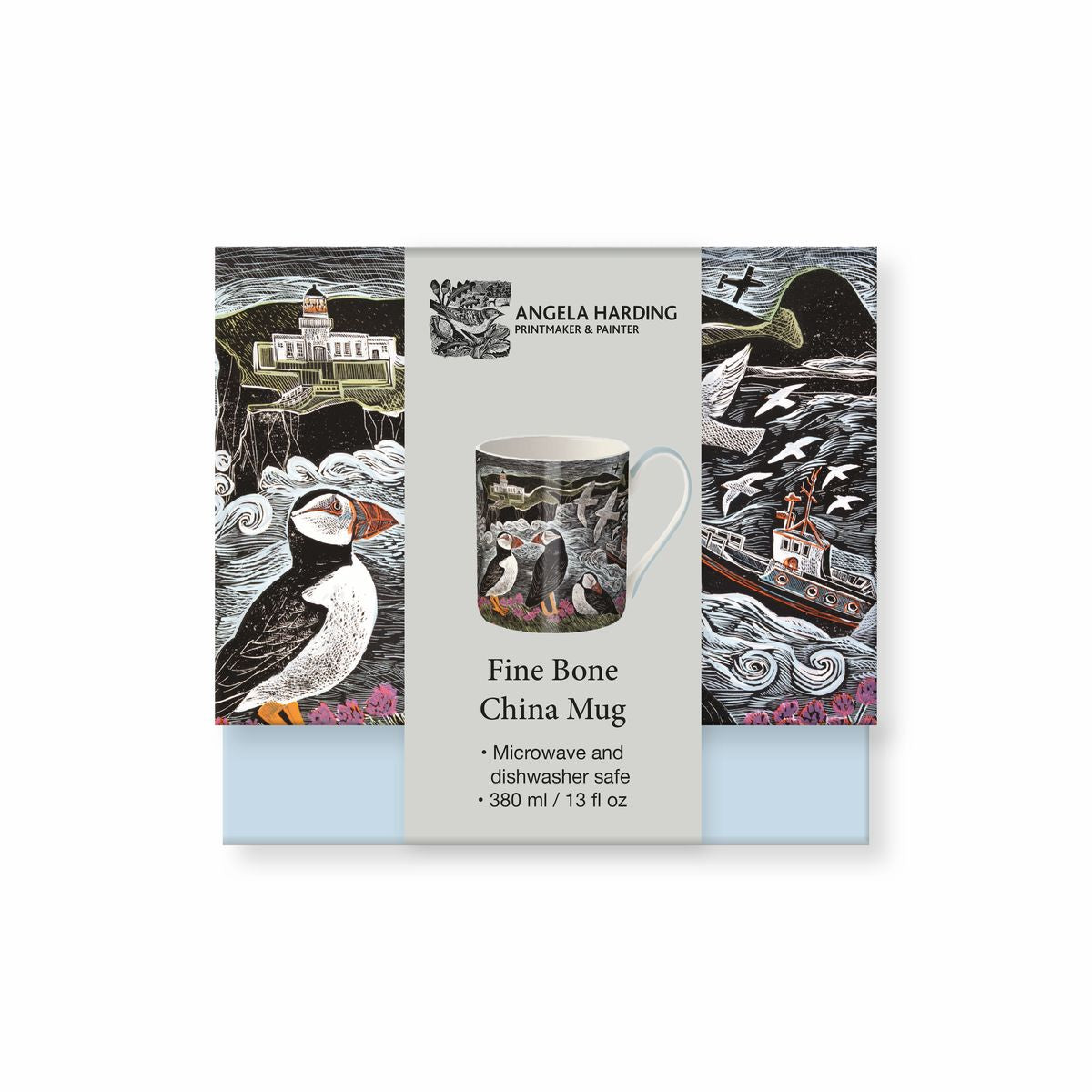 Angela Harding Fair Isle Puffins Fine Bone China Mug - Bee's Emporium