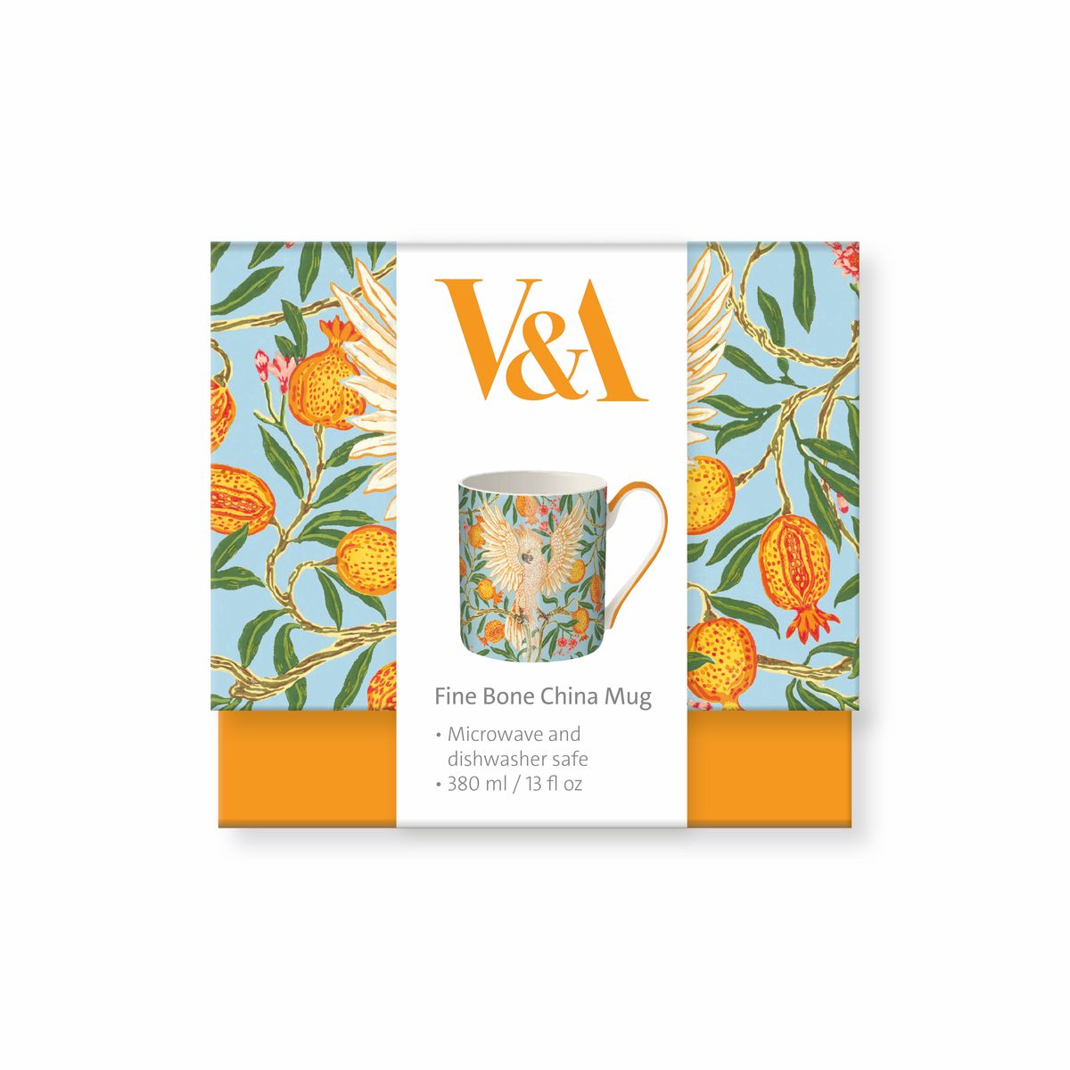 V&A Cockatoo and Pomegranate Fine Bone China Mug - Bee's Emporium