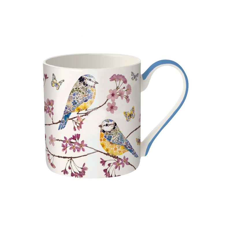 Wild Press by Helen Ahpornsiri Blue Tits and Blossom Fine Bone China Mug