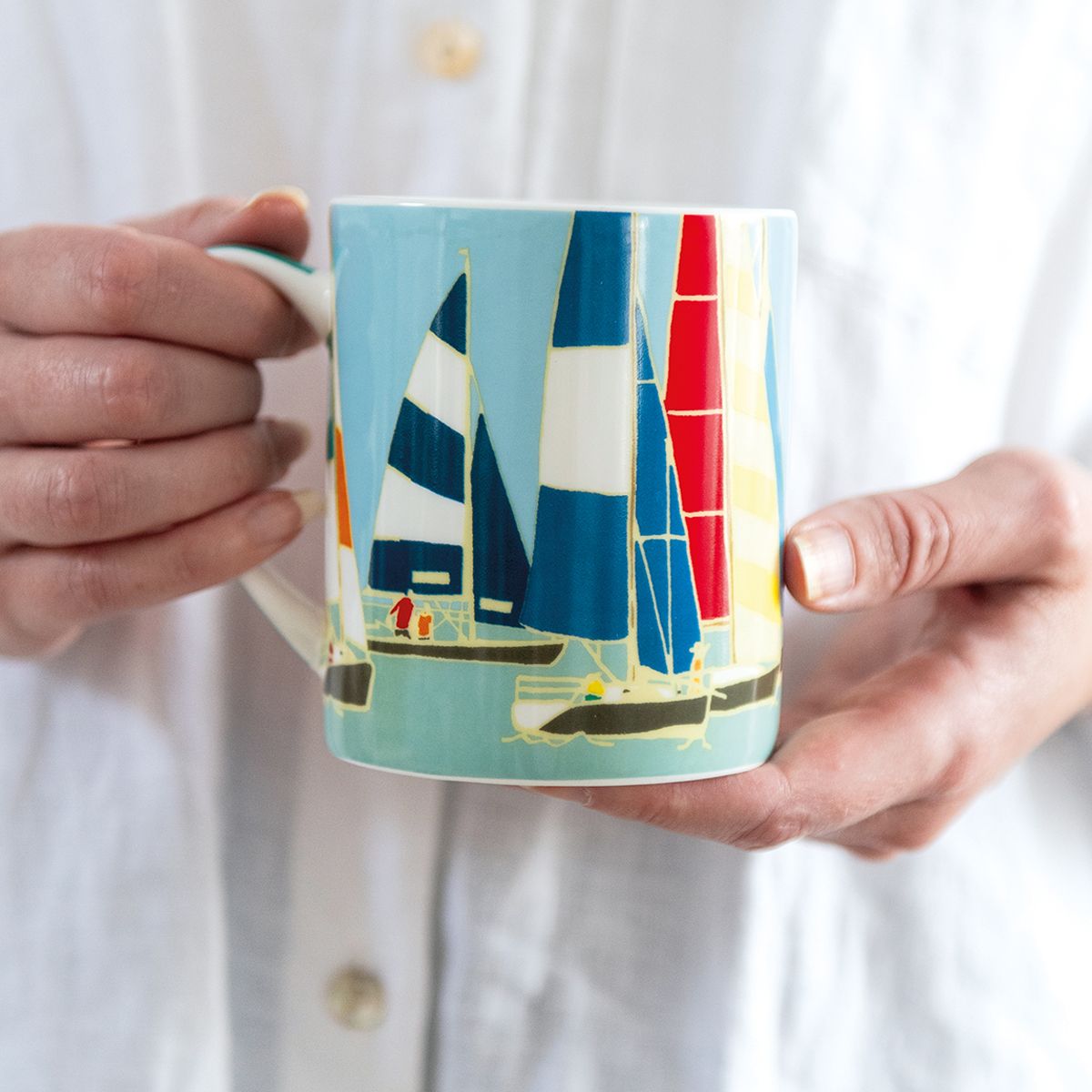 Emily Burningham Yacht Racing Fine Bone China Mug - Bee's Emporium