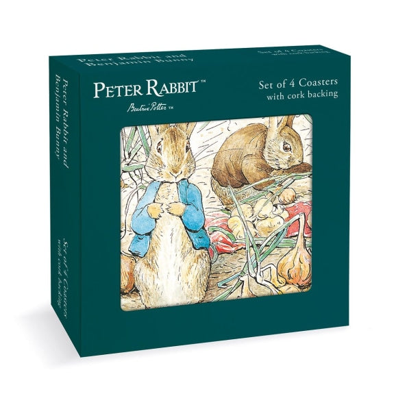 Peter Rabbit and Benjamin Bunny Set of 4 Cork Backed Coasters