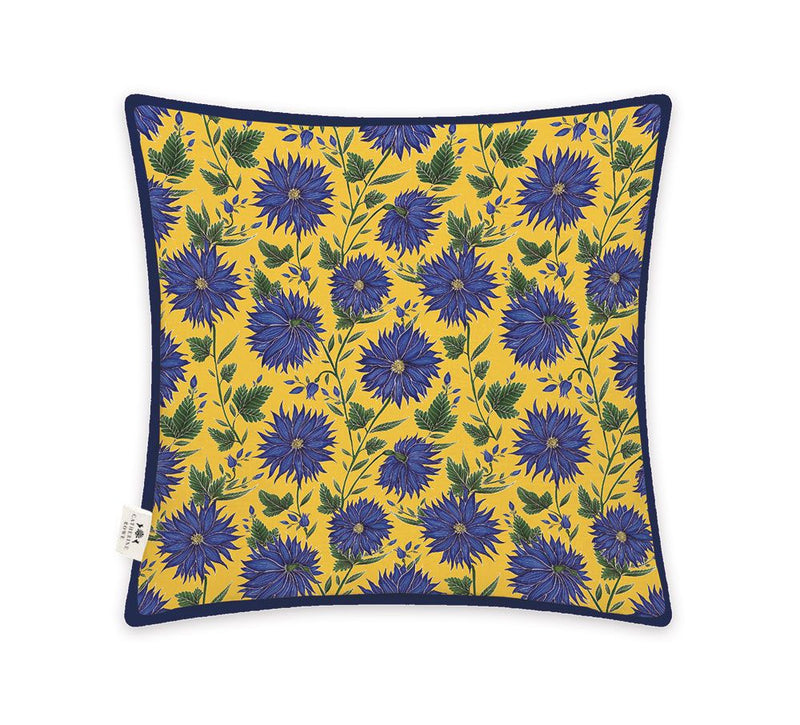 Catherine Rowe Blue Flowers Organic Cotton Cushion