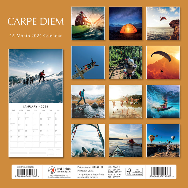 Carpe Diem 2024 Square Wall Calendar