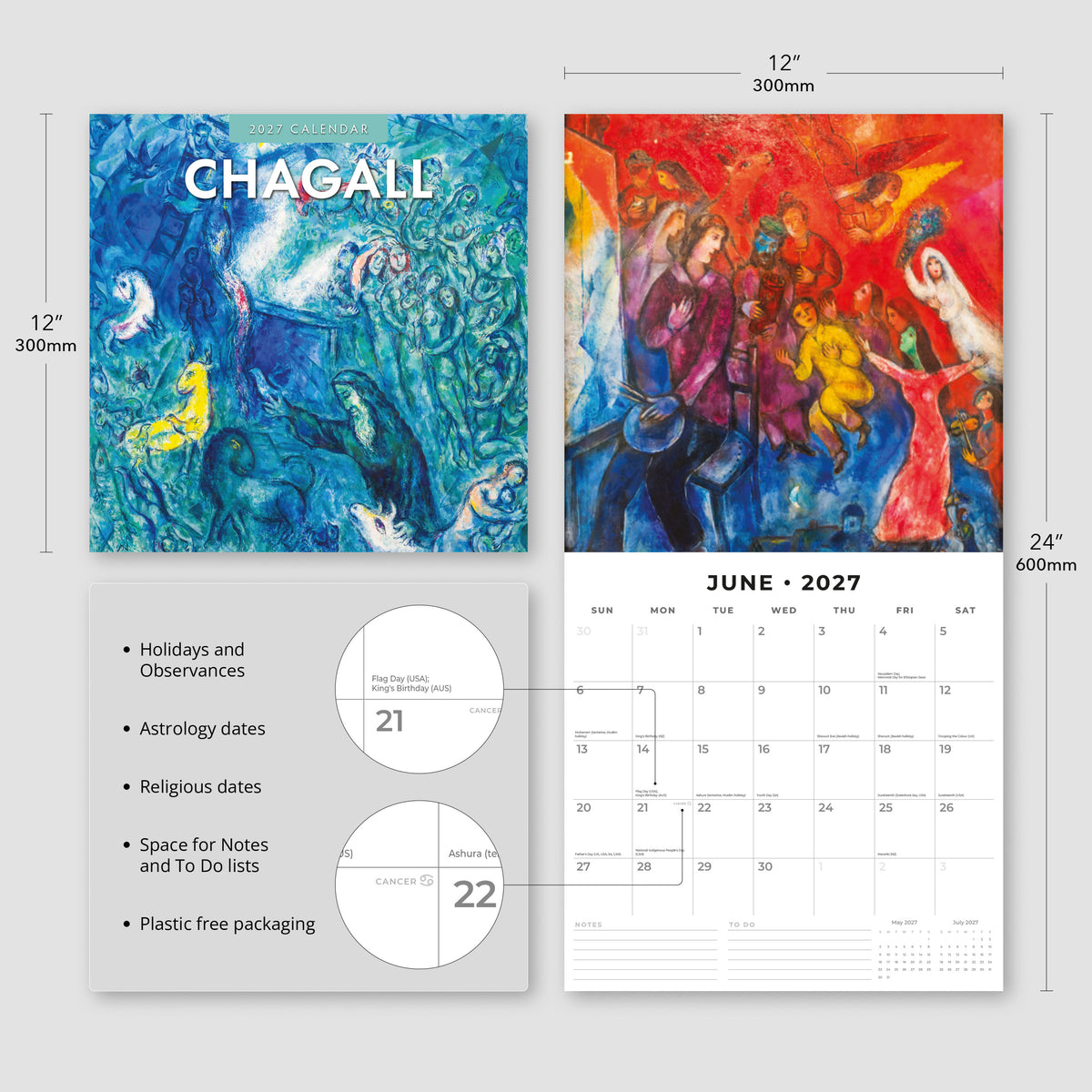 Chagall 2027 Square Wall Calendar