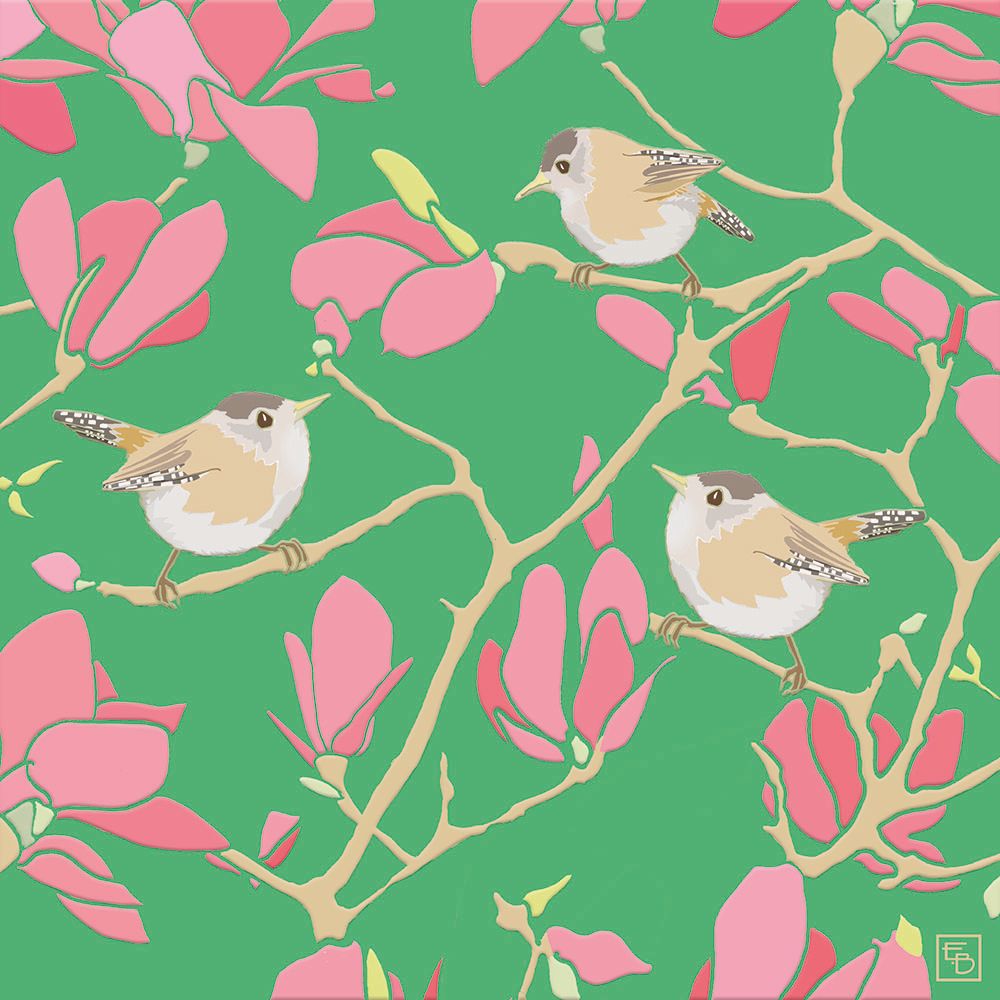 Little Wrens by Emily Burningham Blank Greeting Card with Envelope - Bee's Emporium