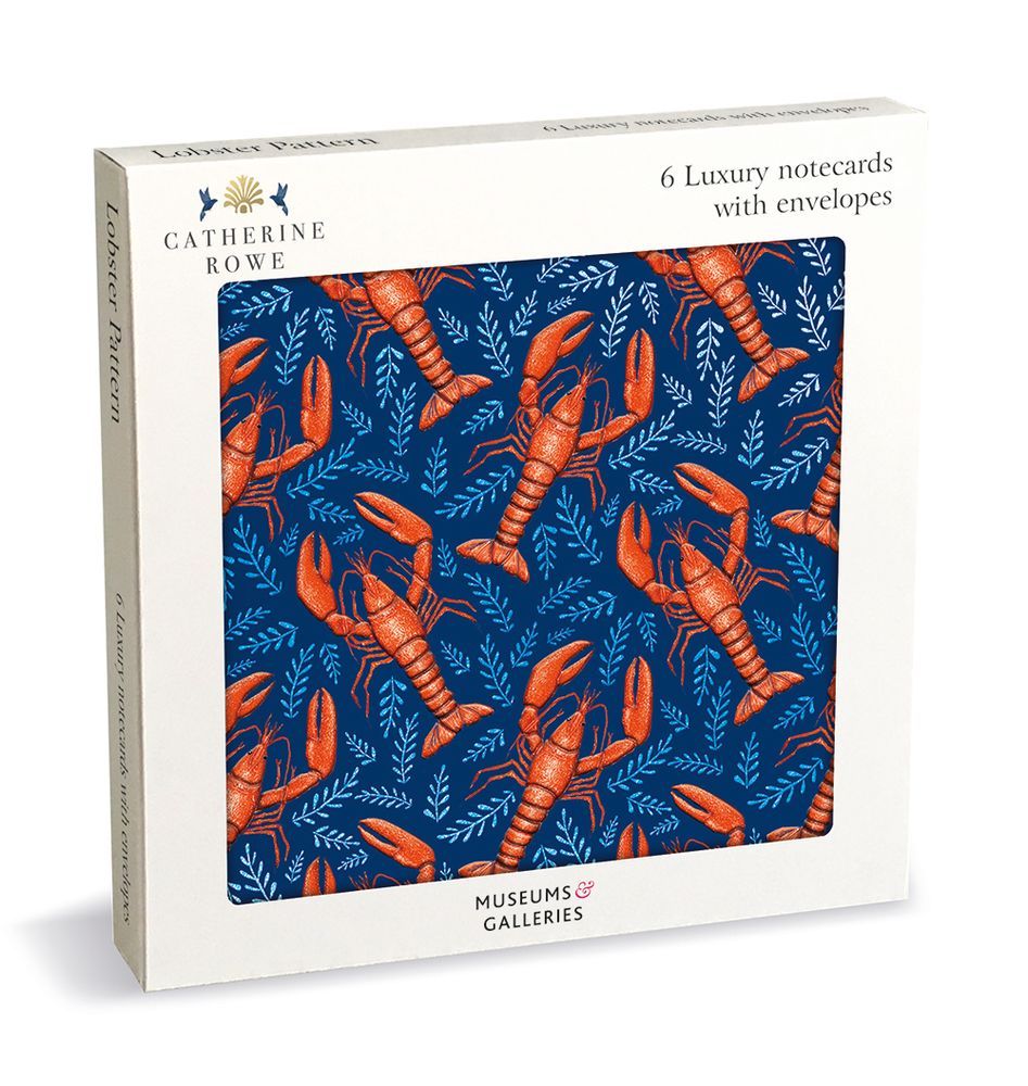 Catherine Rowe Lobster Pattern 6 Luxury Square Notecards Wallet - Bee's Emporium