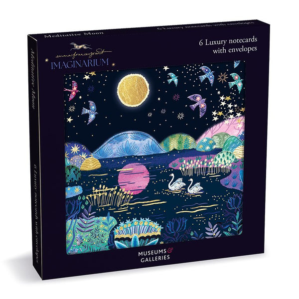 Meditative Moon by Emma Frances Grant 6 Luxury Square Notecards Wallet