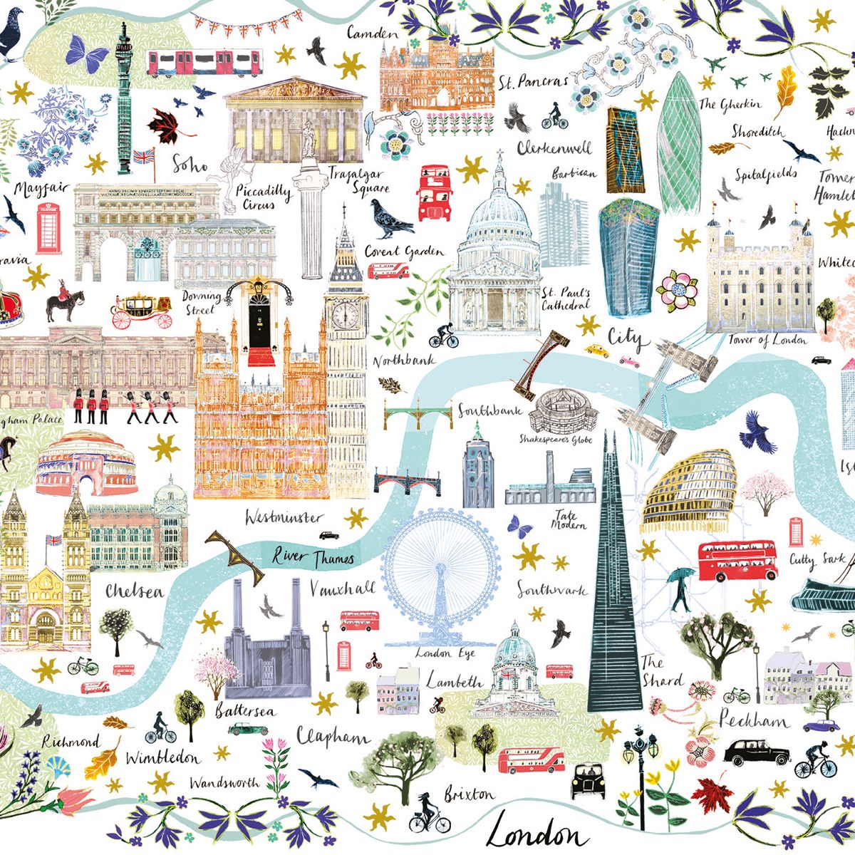 London Landmarks by Josie Shenoy 8 Square Notecards Wallet - Bee's Emporium