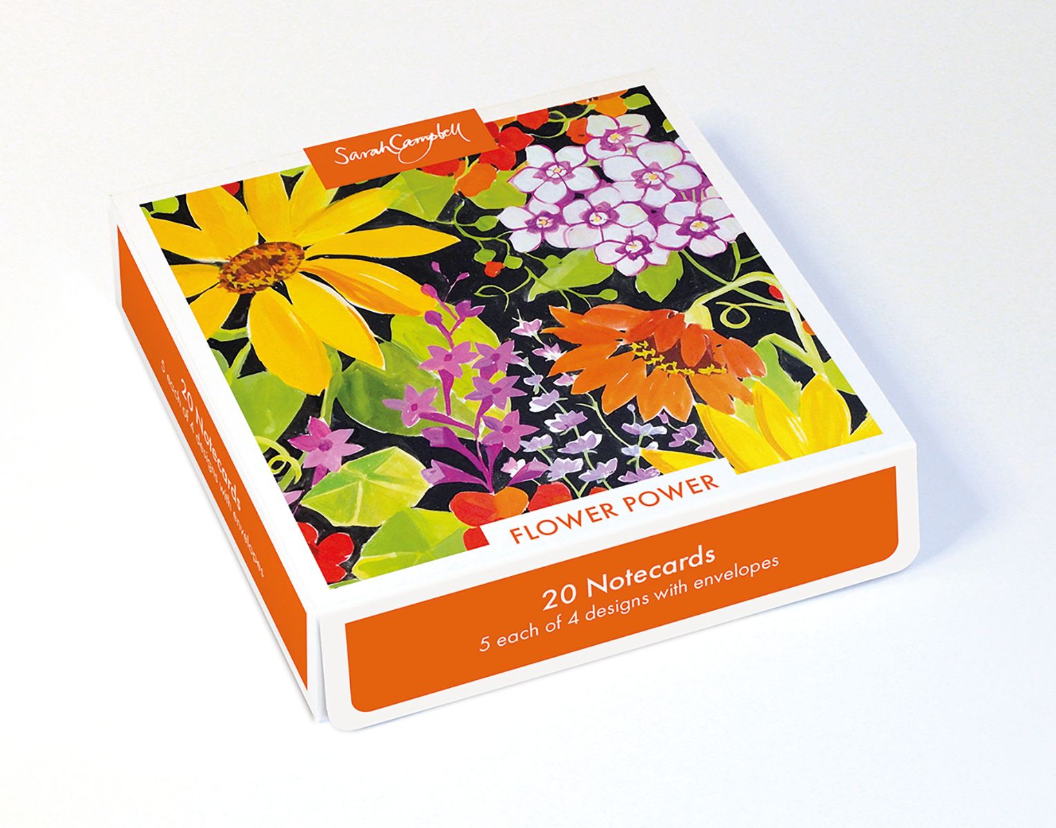 Sarah Campbell Flower Power Box of 20 Notecards with Envelopes - Bee's Emporium