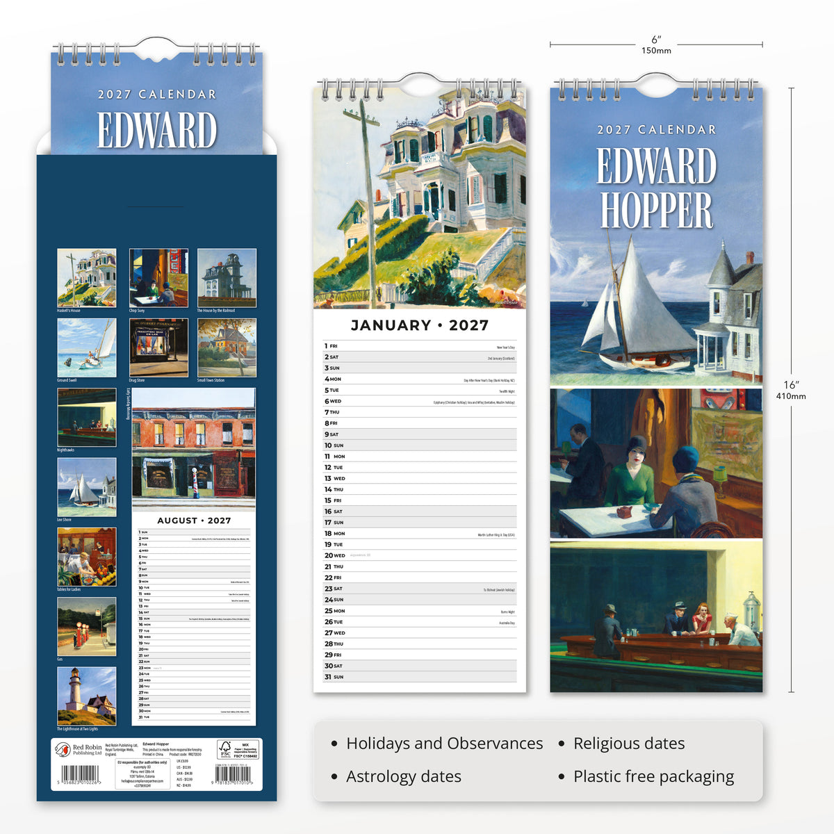 Edward Hopper 2027 Slim Wall Calendar
