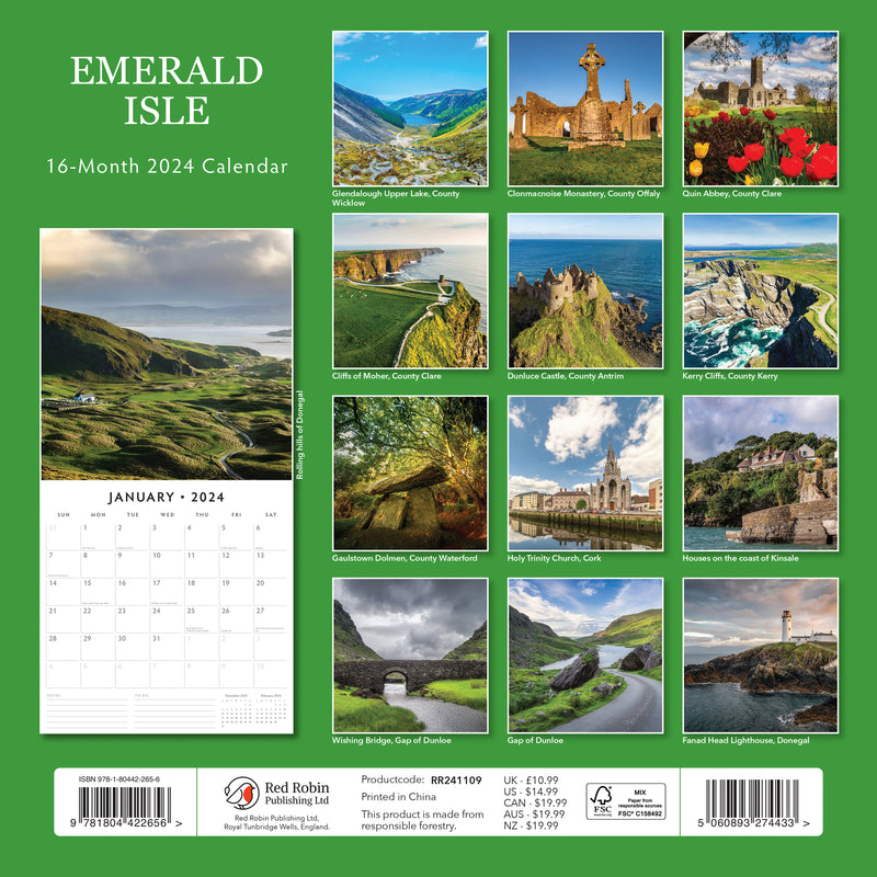 Emerald Isle 2024 Square Wall Calendar