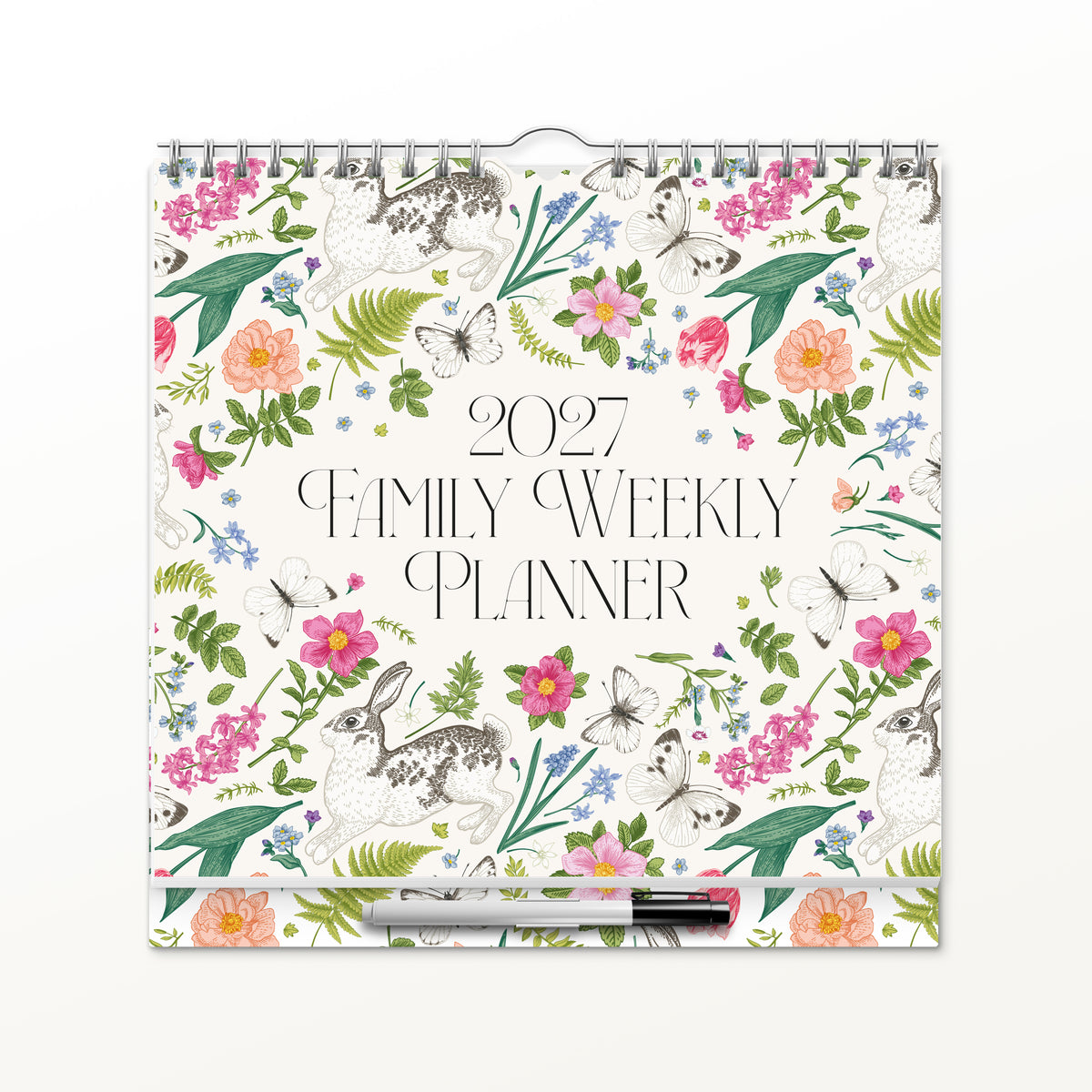 Weekly Family Planner with Pen 2027 Square Wall Calendar