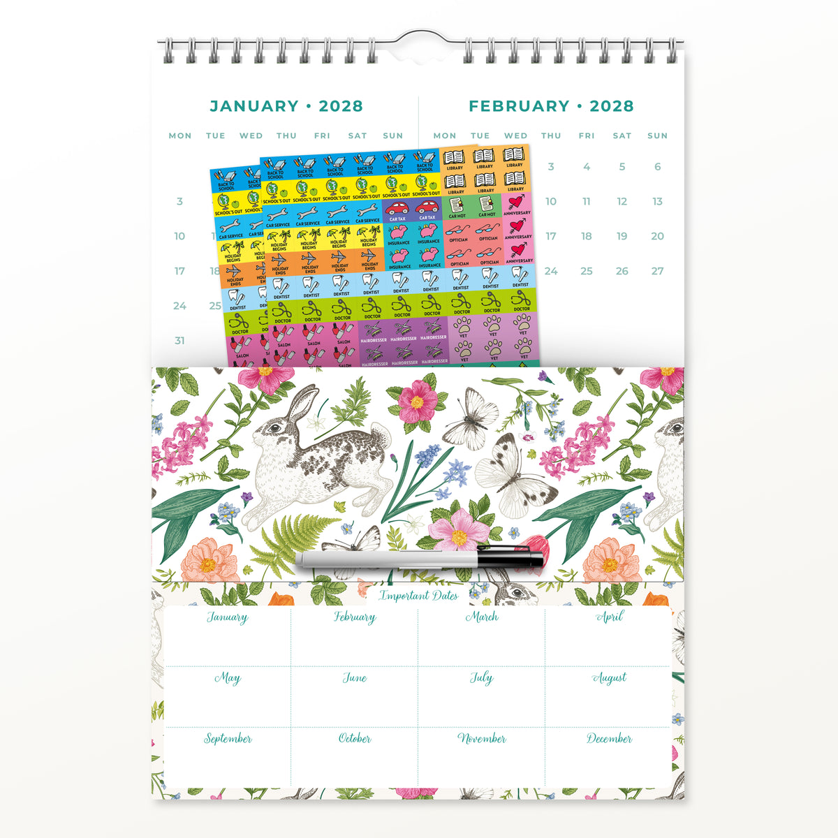 Weekly Family Planner with Pen 2027 Square Wall Calendar