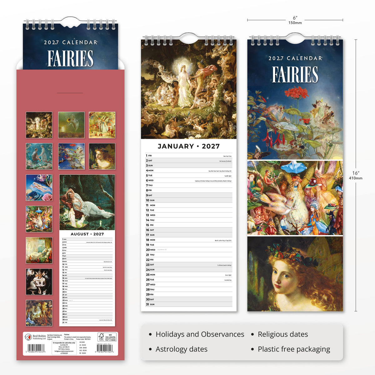 Fairies 2027 Slim Wall Calendar