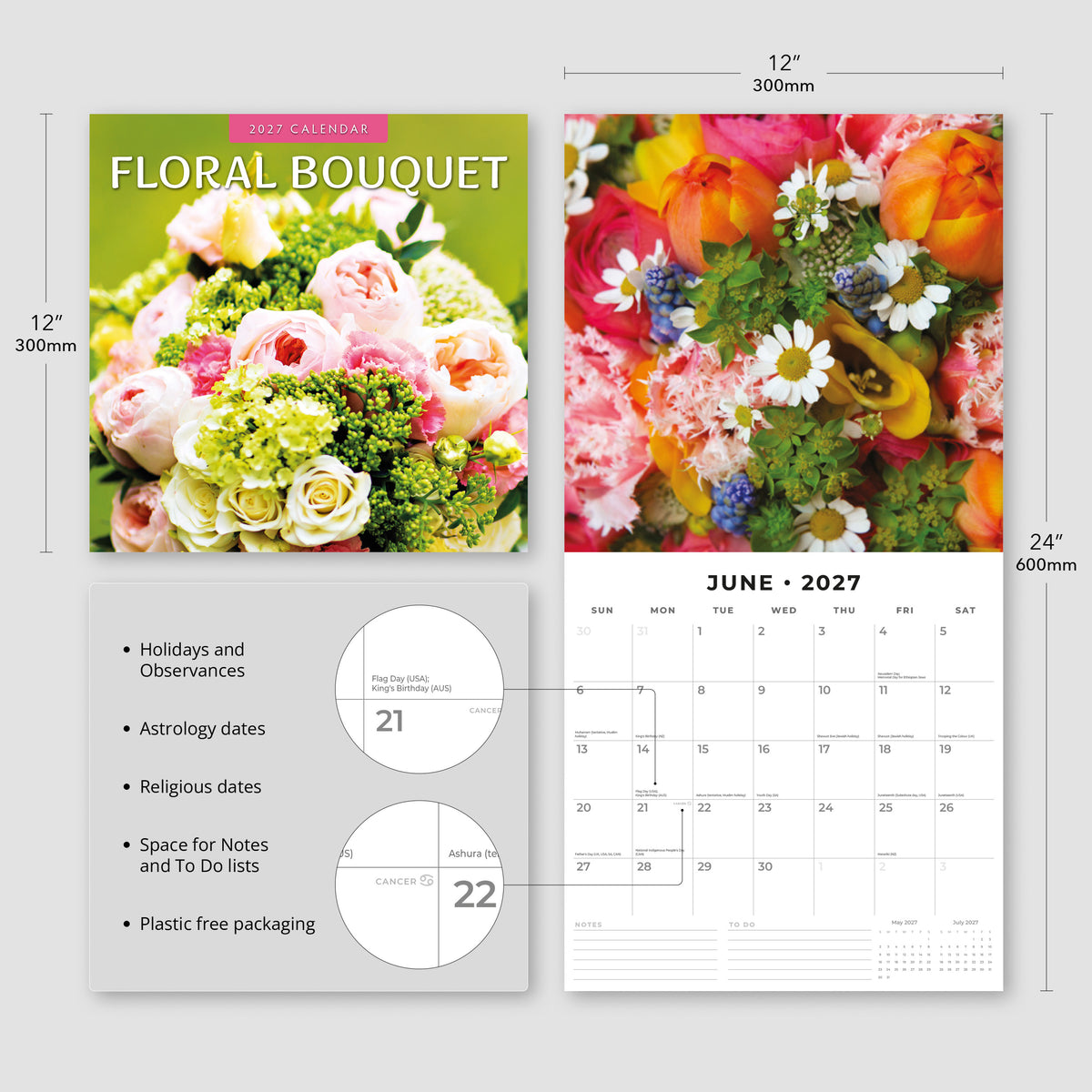 Floral Bouquet 2027 Square Wall Calendar