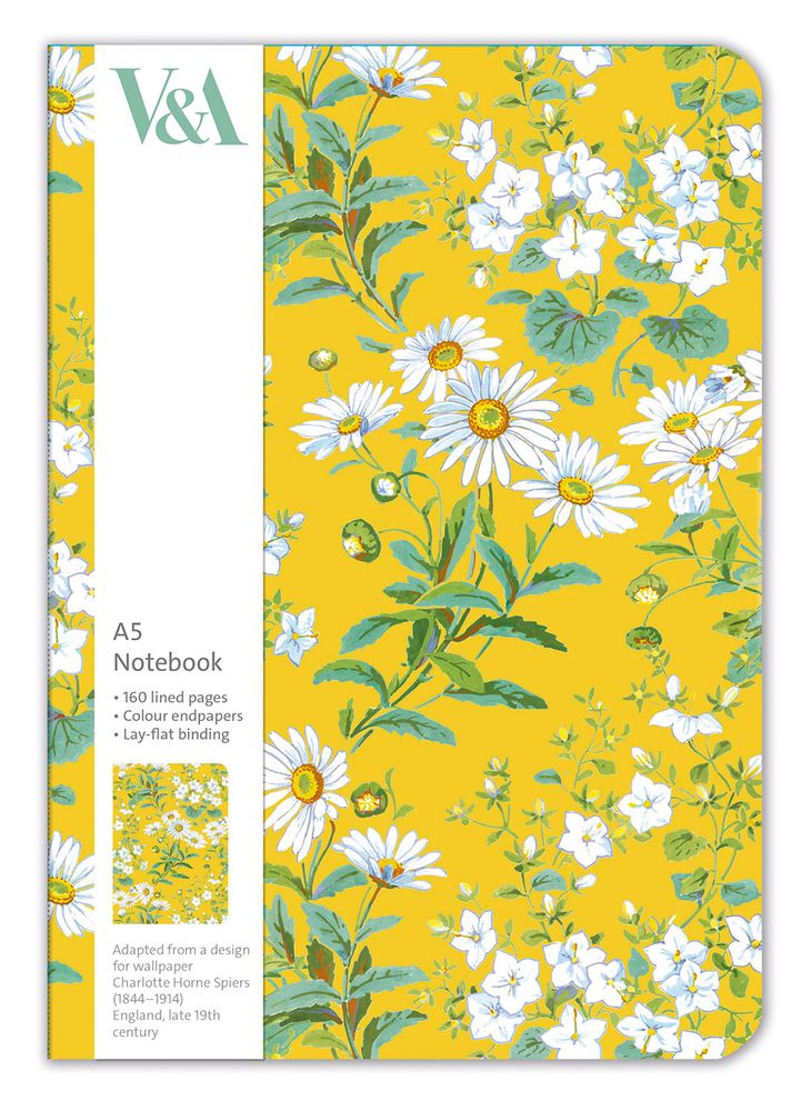 V&A Yellow Flowers A5 Notebook - Bee's Emporium