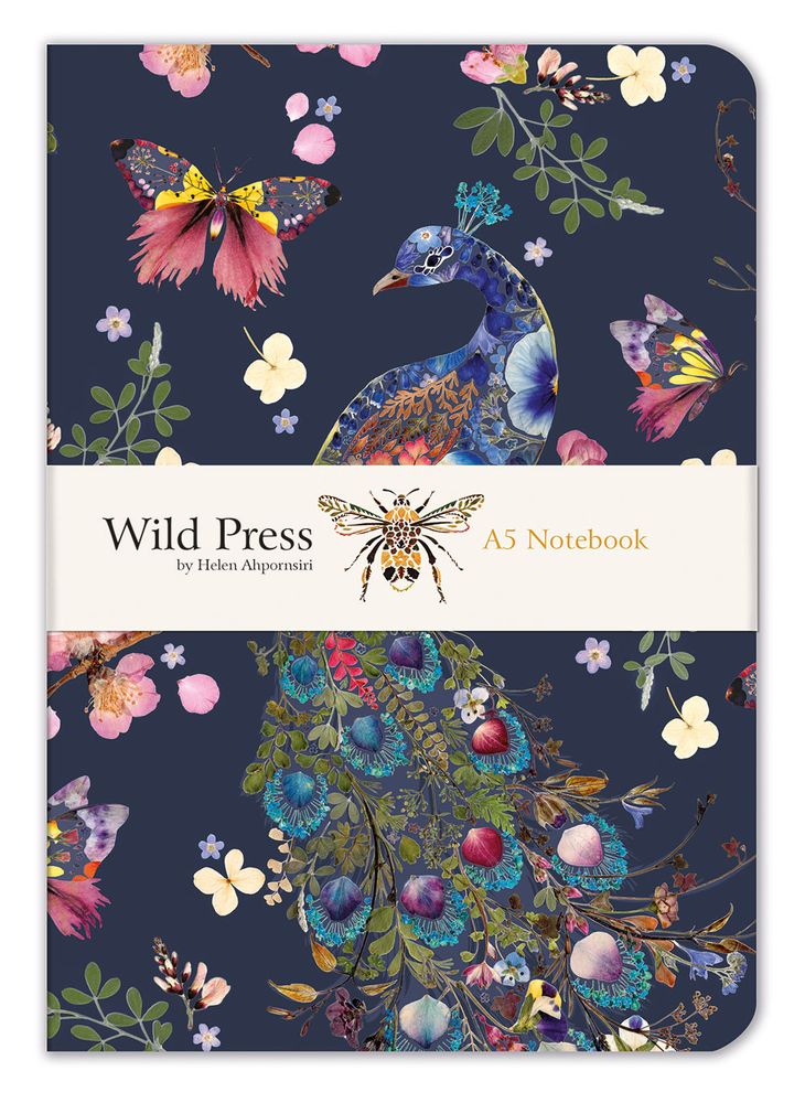 Wild Press Peacock by Helen Ahpornsiri A5 Notebook
