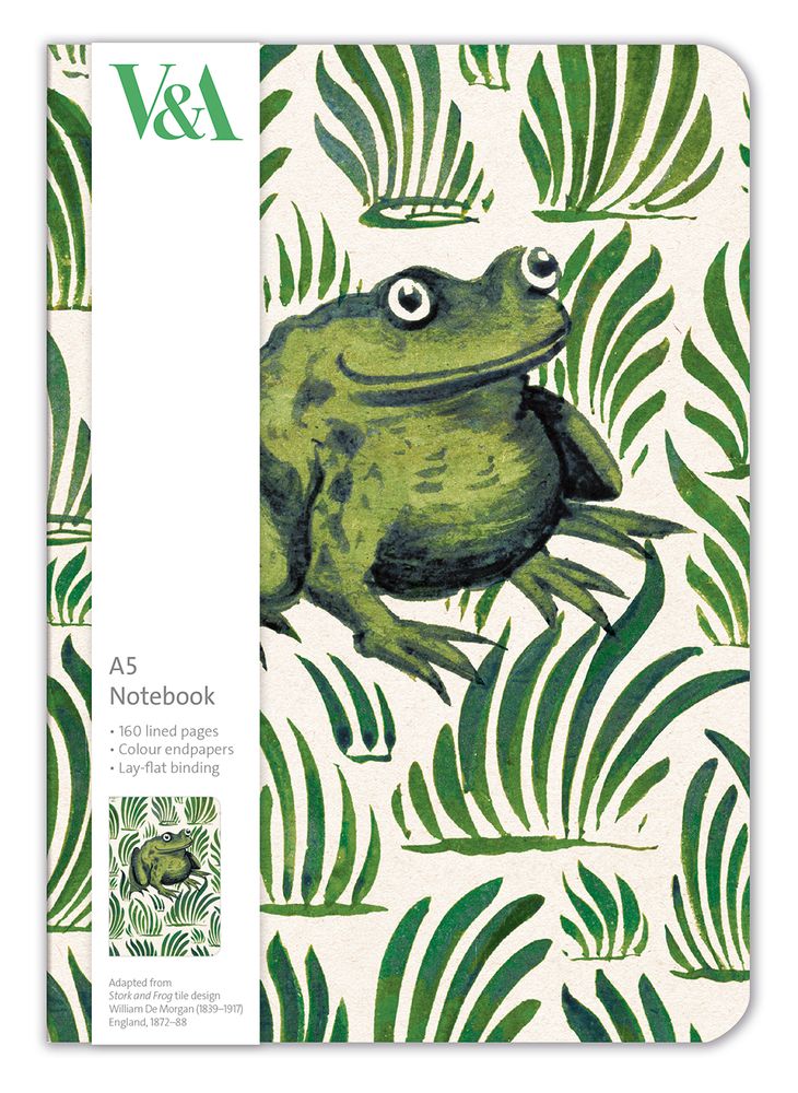 V&A William De Morgan Frog Tile A5 Notebook - Bee's Emporium