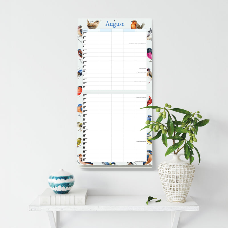 Garden Birds Illustrated Family Organiser - 2026 Square Wall Calendar