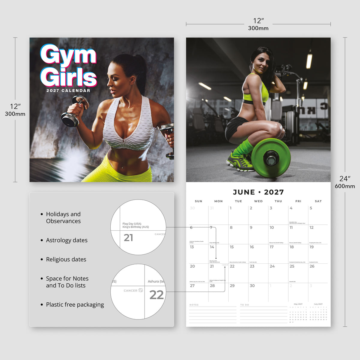 Gym Girls 2027 Square Wall Calendar