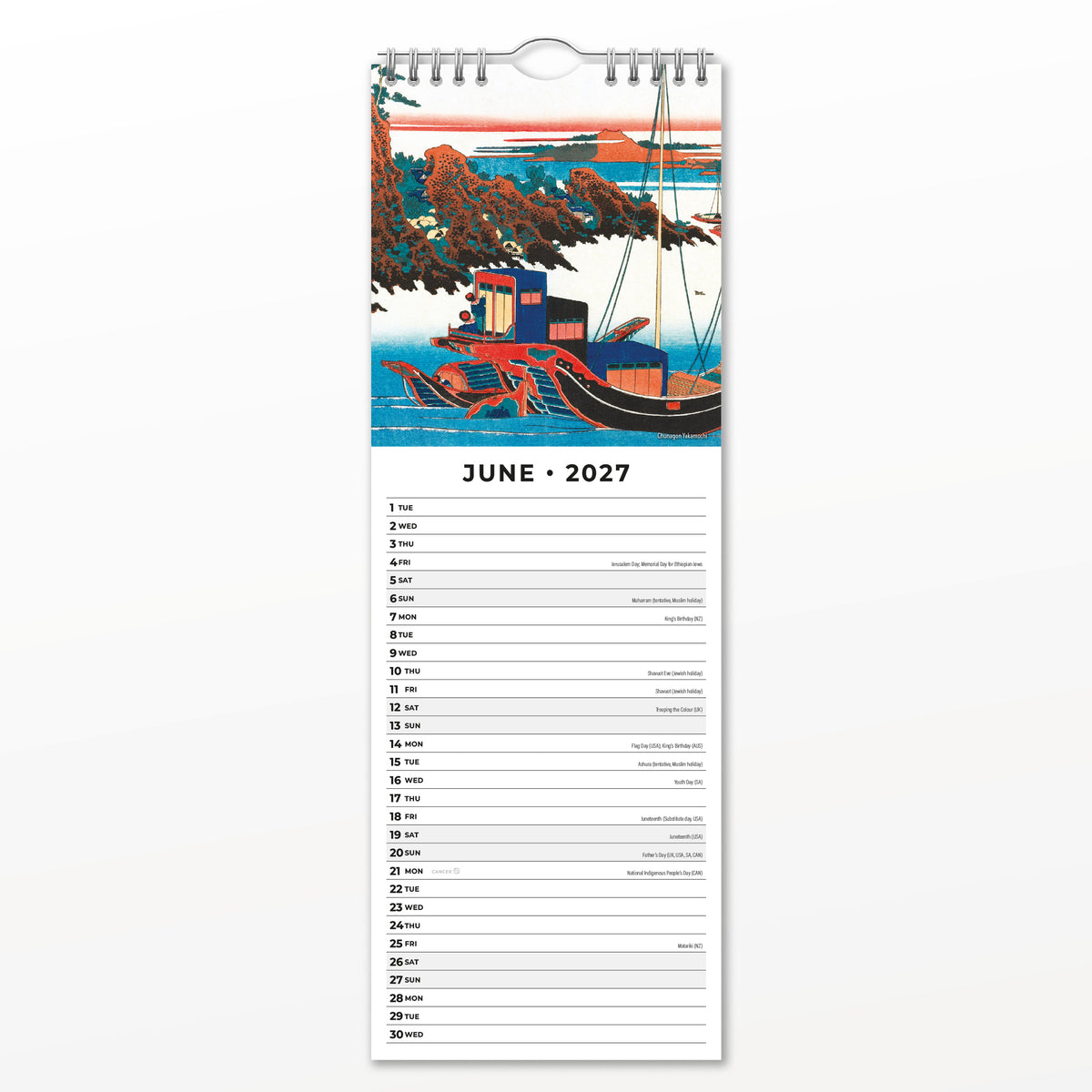 Hokusai 2027 Slim Wall Calendar