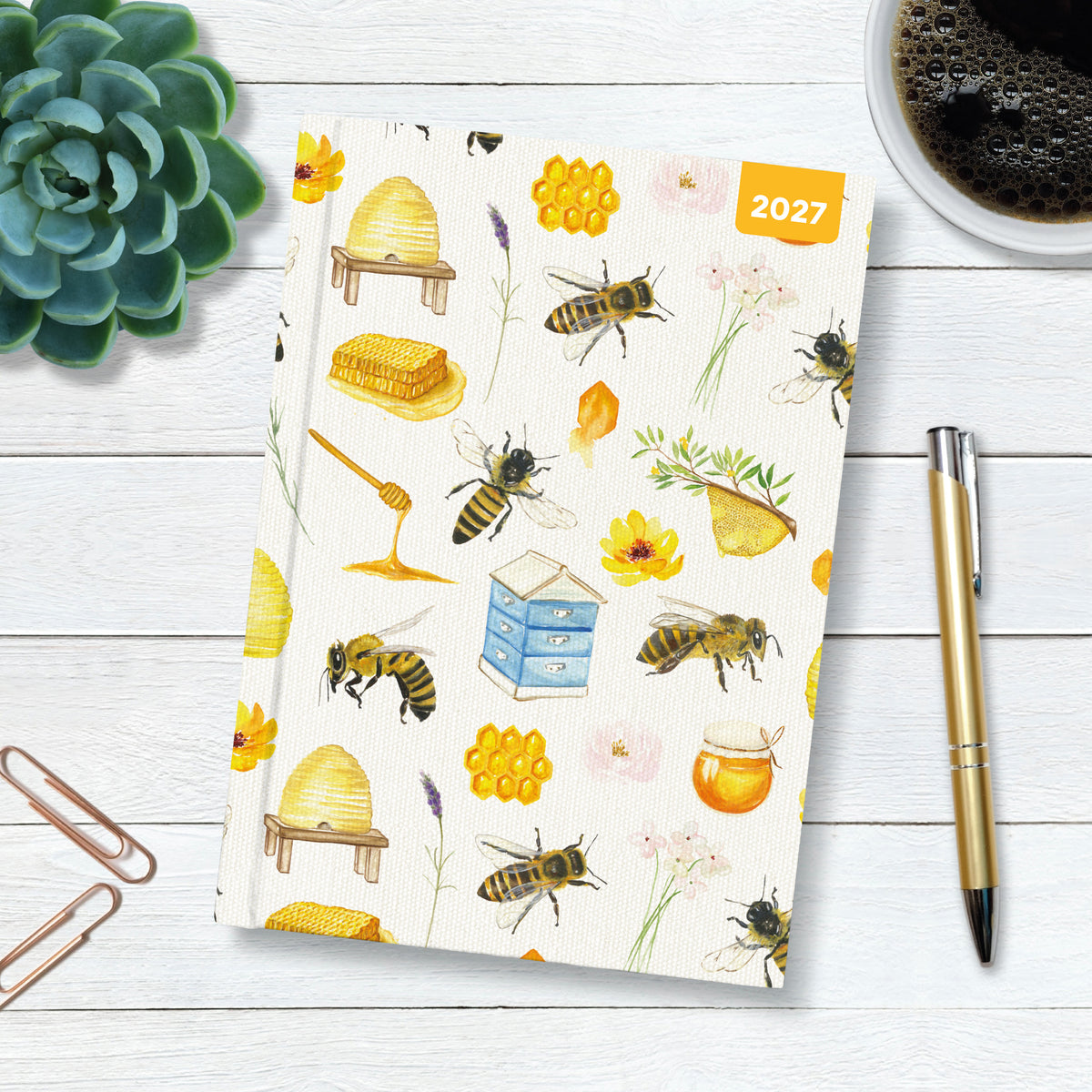 Honey Bees A5 Padded Diary