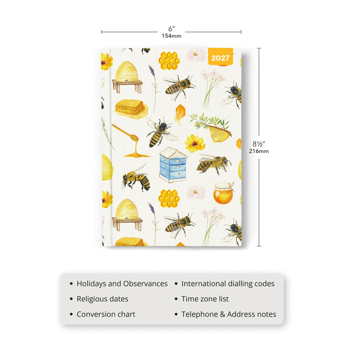 Honey Bees A5 Padded Diary