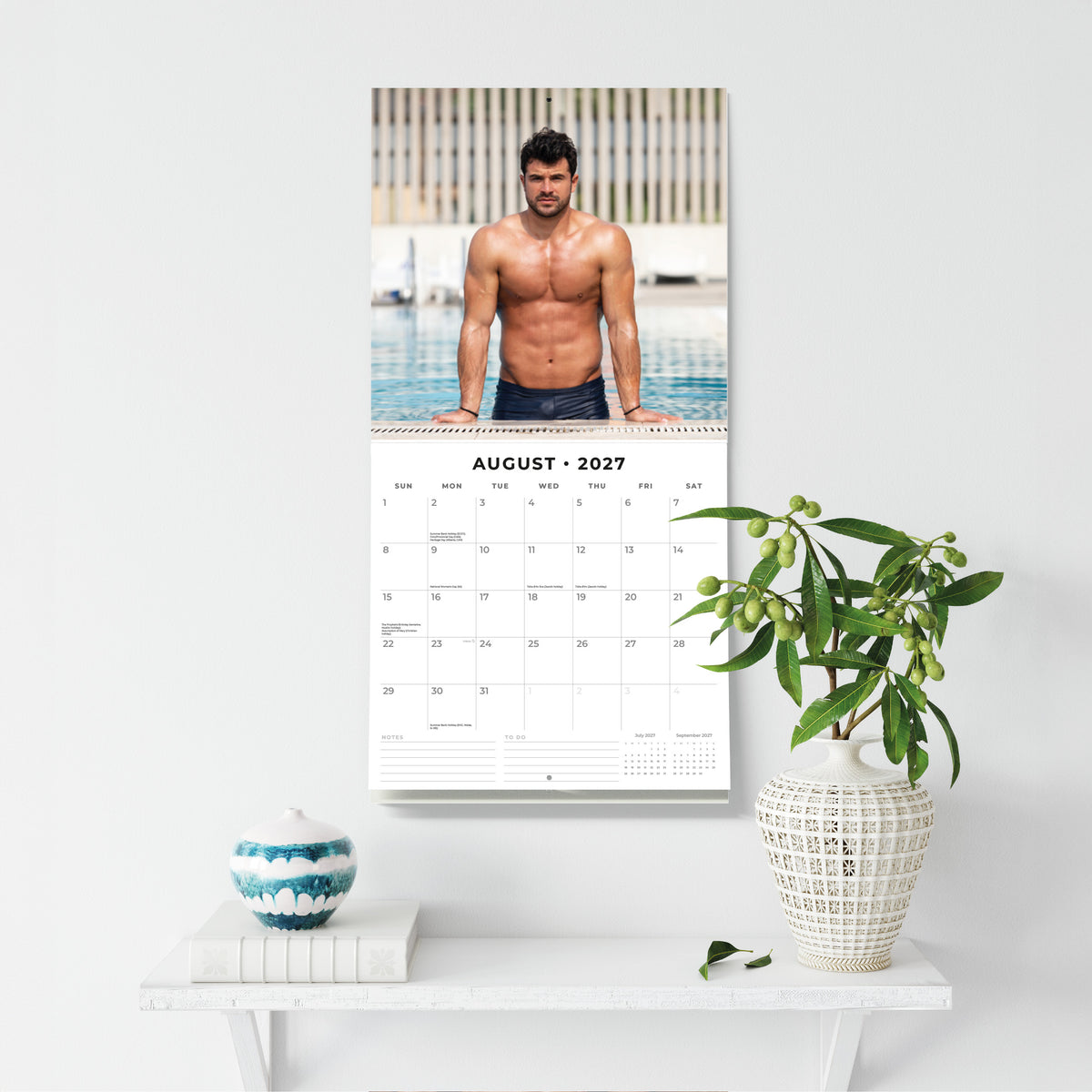 Hot Guys 2027 Square Wall Calendar