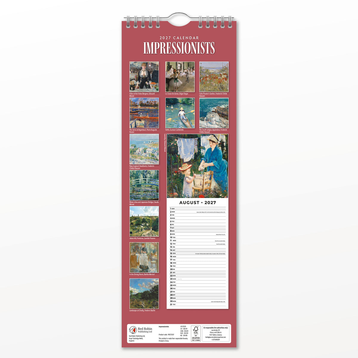 Impressionists 2027 Slim Wall Calendar