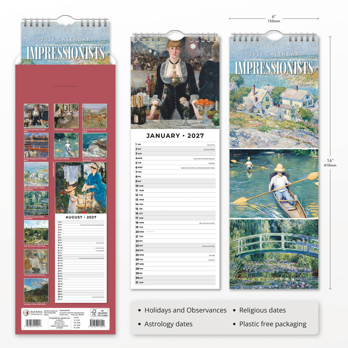 Impressionists 2027 Slim Wall Calendar