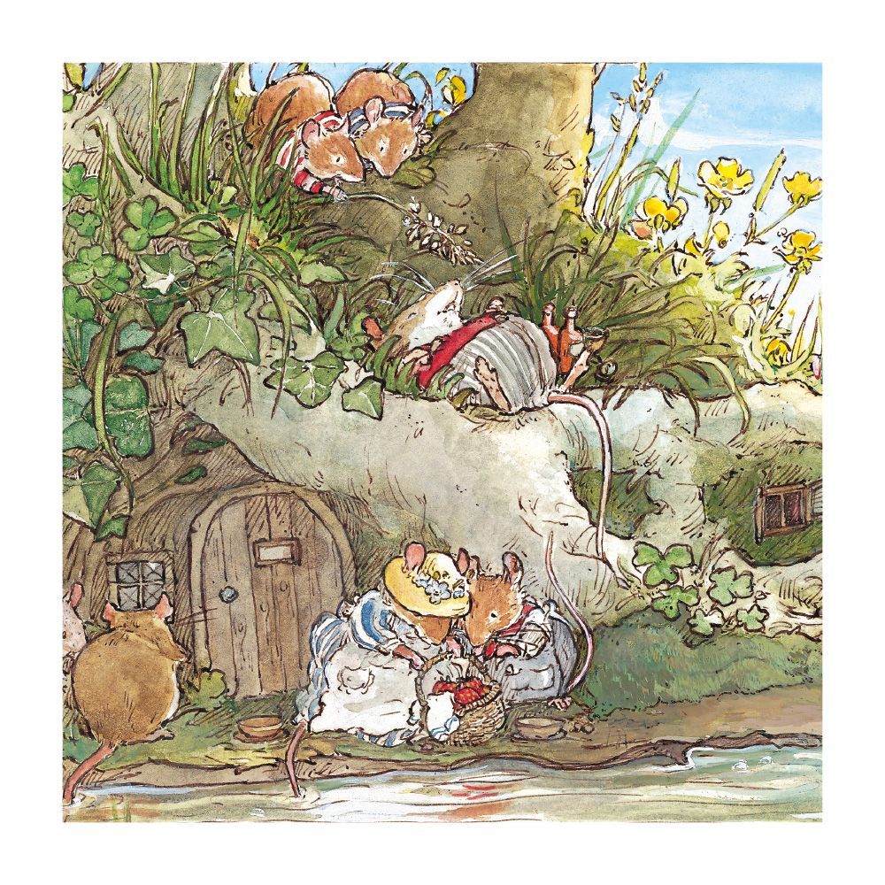 Brambly Hedge - Cooling Off by the Stream Blank Greeting Card with Envelope - Bee's Emporium