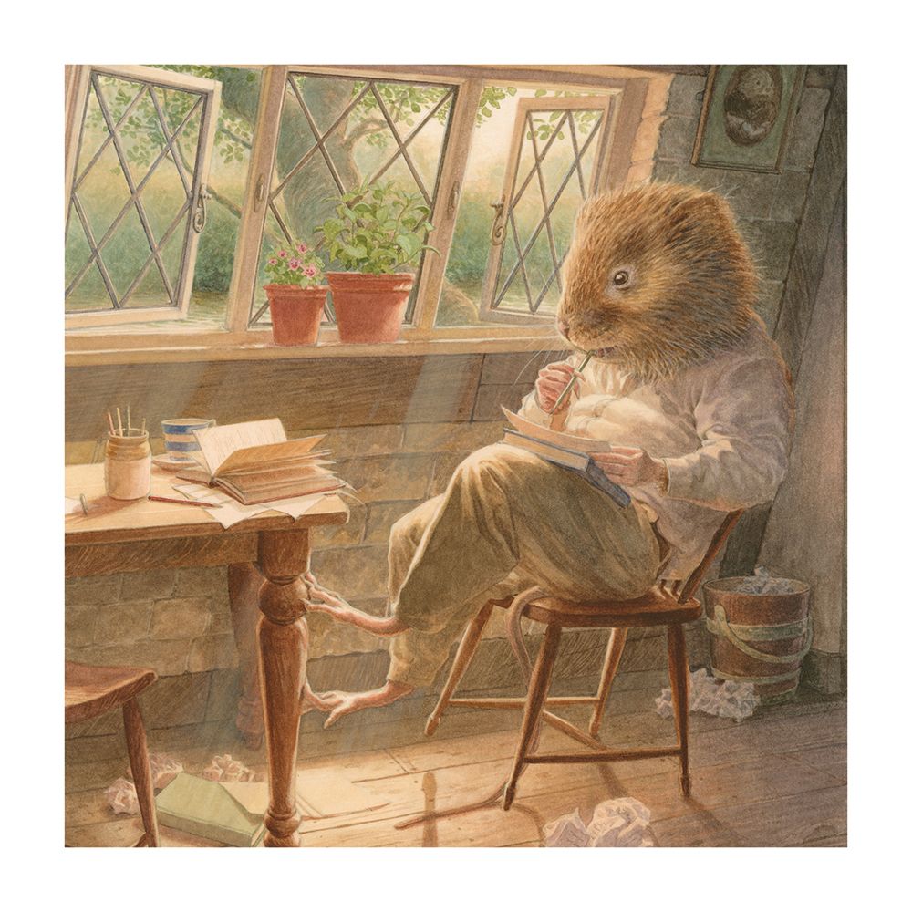 Wind in the Willows - Ratty Writing Poetry Blank Greeting Card with Envelope - Bee's Emporium