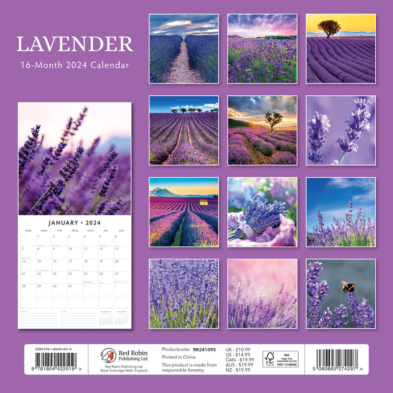 Lavender 2024 Square Wall Calendar