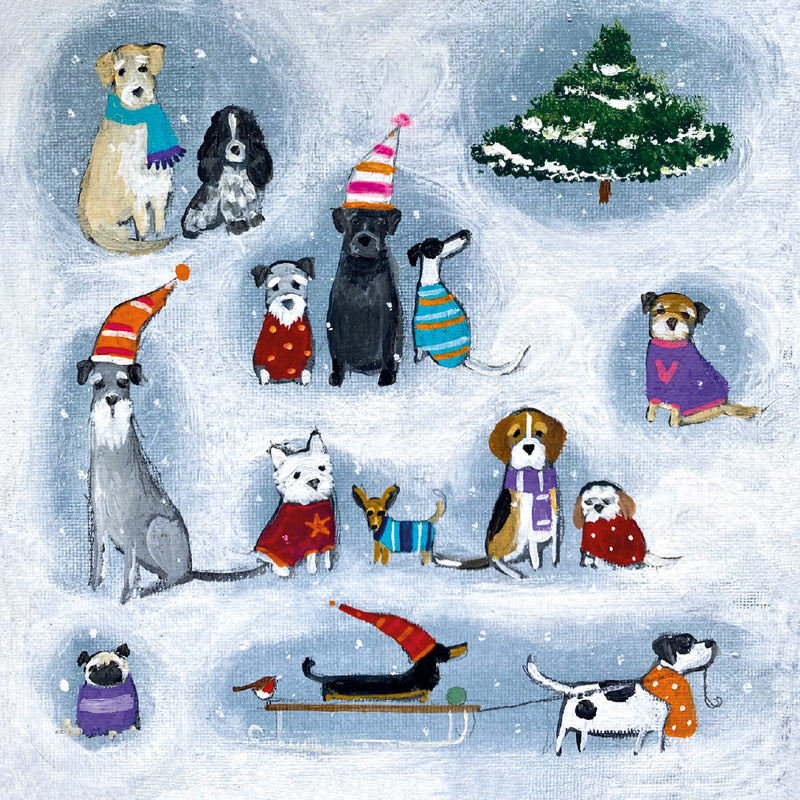 Pooches in the Snow by Louise Rawlings Pack of 8 Charity Christmas Cards