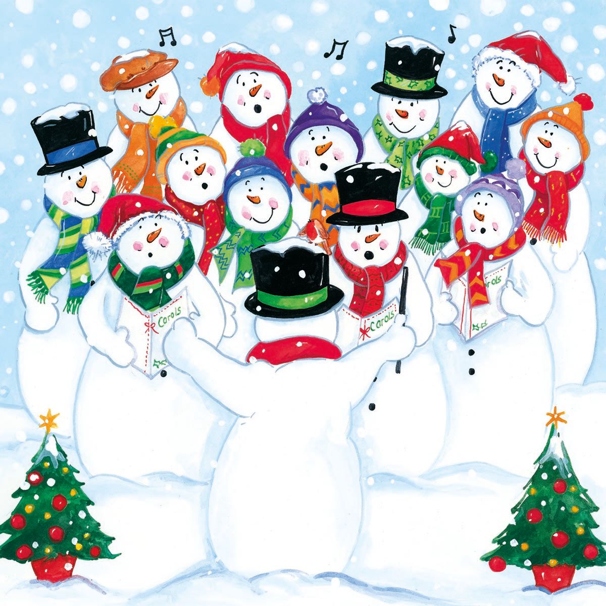 Carol Singing Snowmen by Lindsey Flack Pack of 8 Charity Christmas Cards
