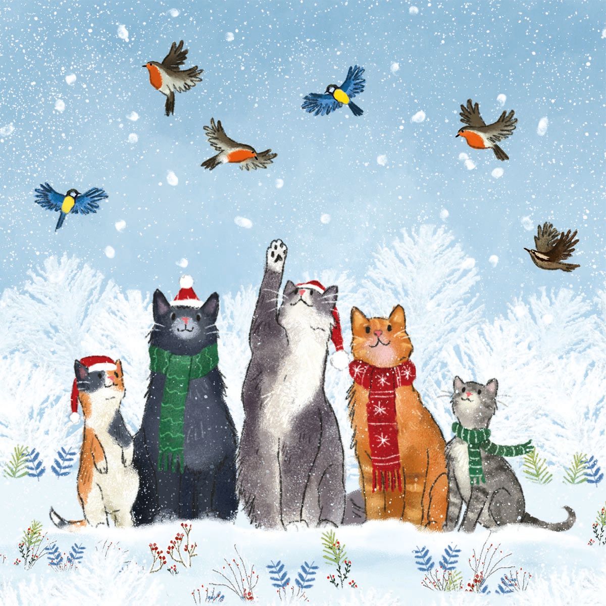 Festive Cats by Laura Watkins Pack of 8 Charity Christmas Cards