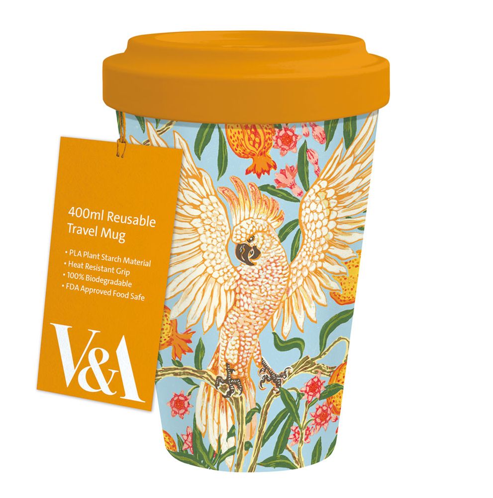 V&A Cockatoo and Pomegranate Travel Mug - Bee's Emporium