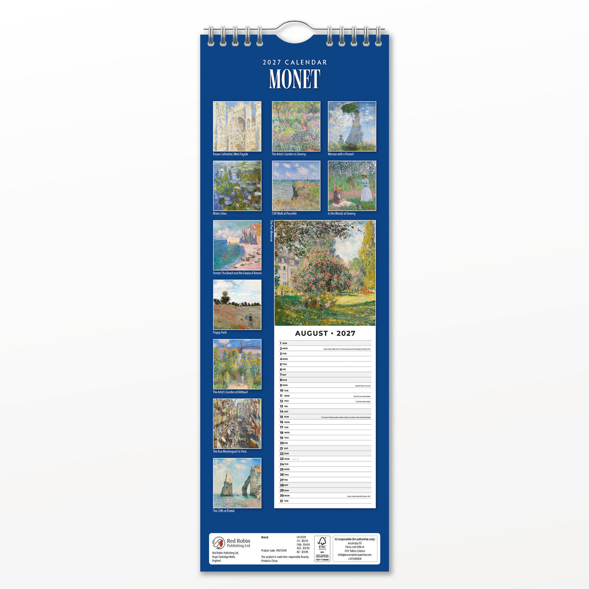 Monet 2027 Slim Wall Calendar