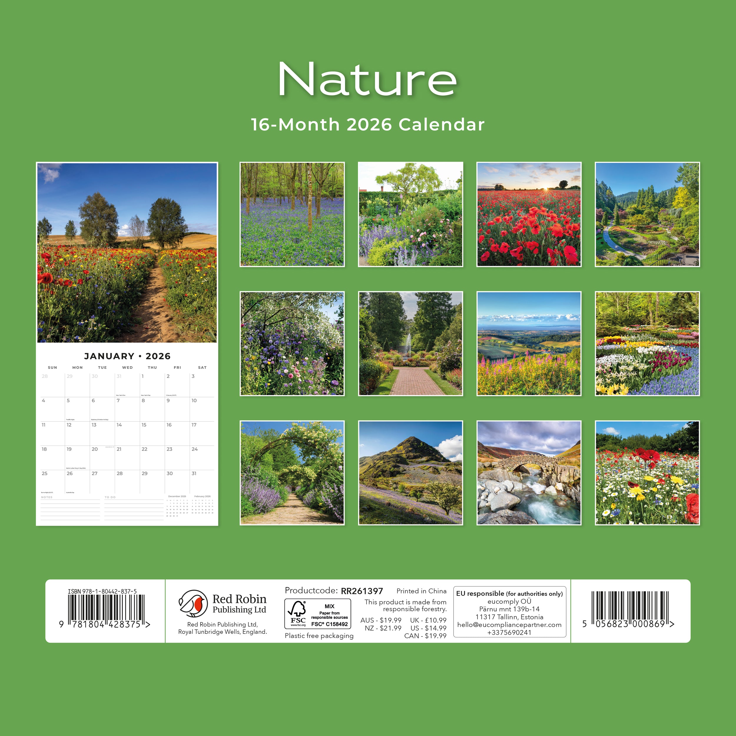 Nature 2026 Square Wall Calendar - Bee's Emporium