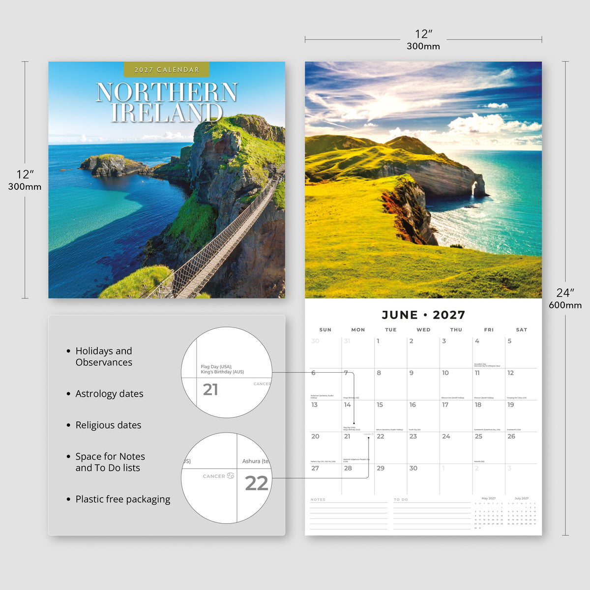 Northern Ireland 2027 Square Wall Calendar
