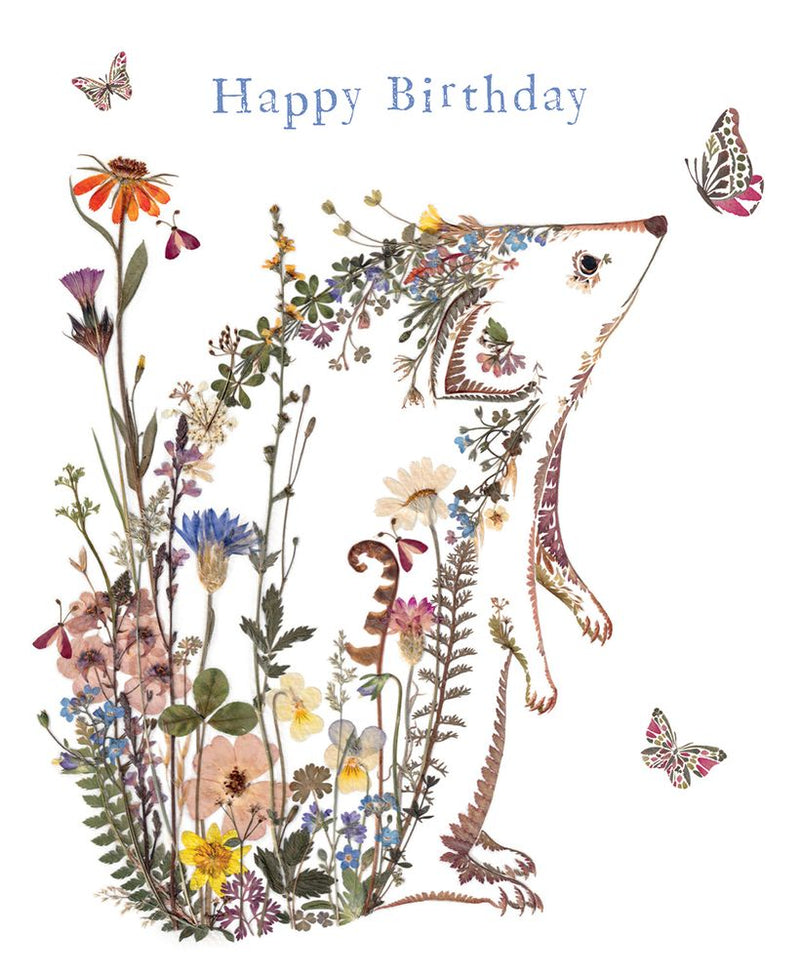 Wild Press Cottage Garden Hedgehog Happy Birthday Greeting Card with Envelope