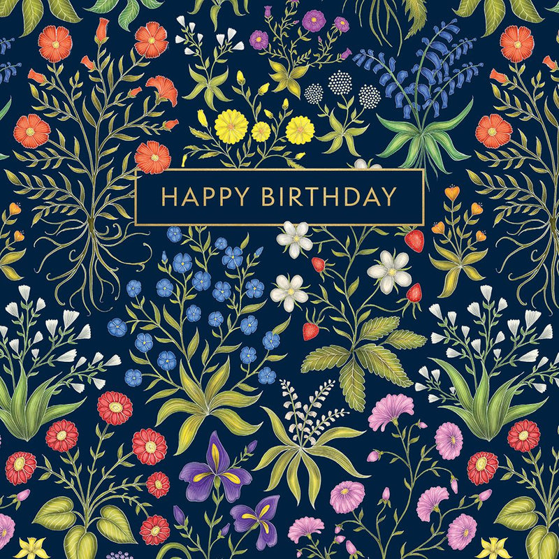 Catherine Rowe - Medieval Floral Happy Birthday Greeting Card with Envelope
