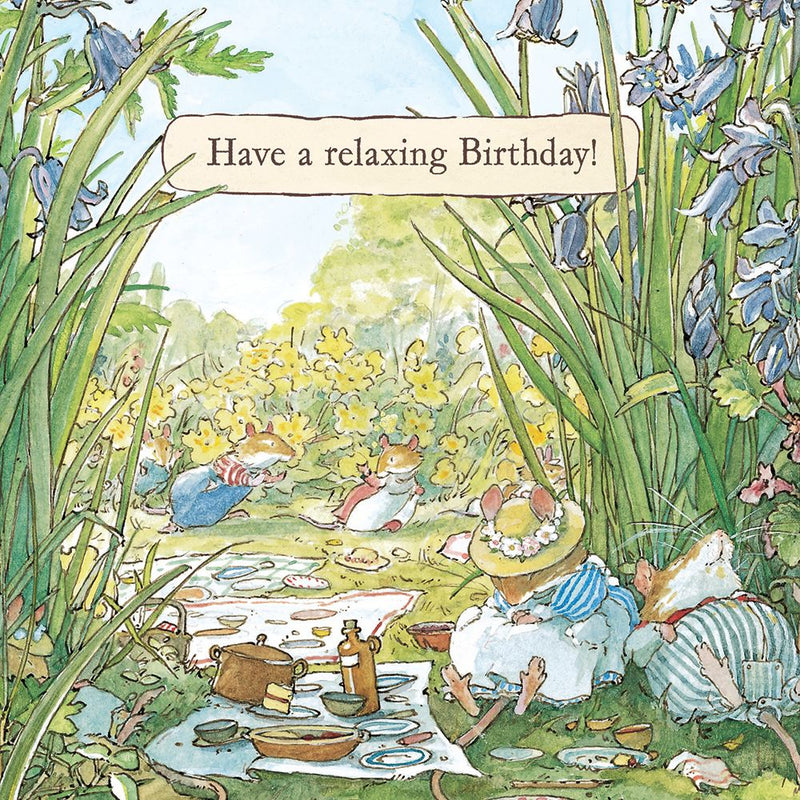 Brambly Hedge - Snoozing Under the Bluebells Birthday Greeting Card with Envelope