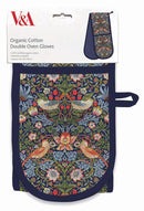 V&A William Morris Strawberry Thief Organic Cotton Double Oven Gloves
