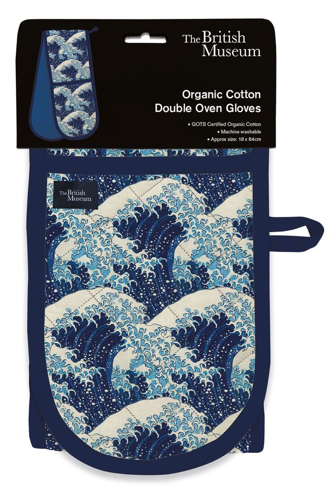 The British Museum The Great Wave Organic Cotton Double Oven Gloves - Bee's Emporium