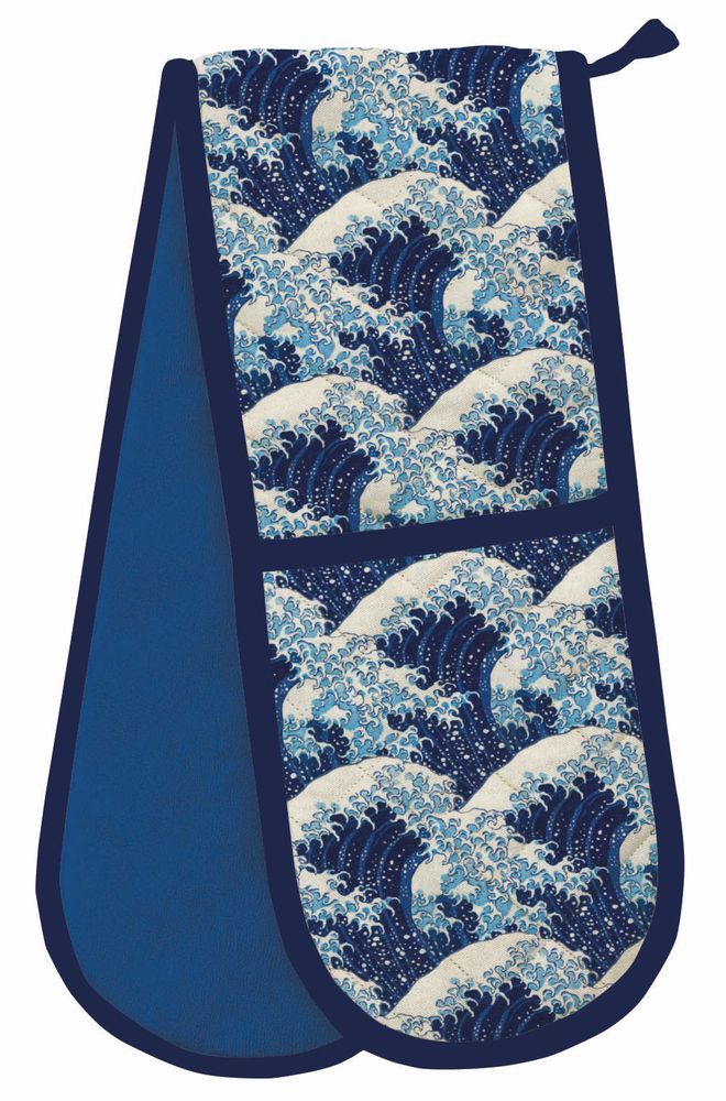 The British Museum The Great Wave Organic Cotton Double Oven Gloves - Bee's Emporium