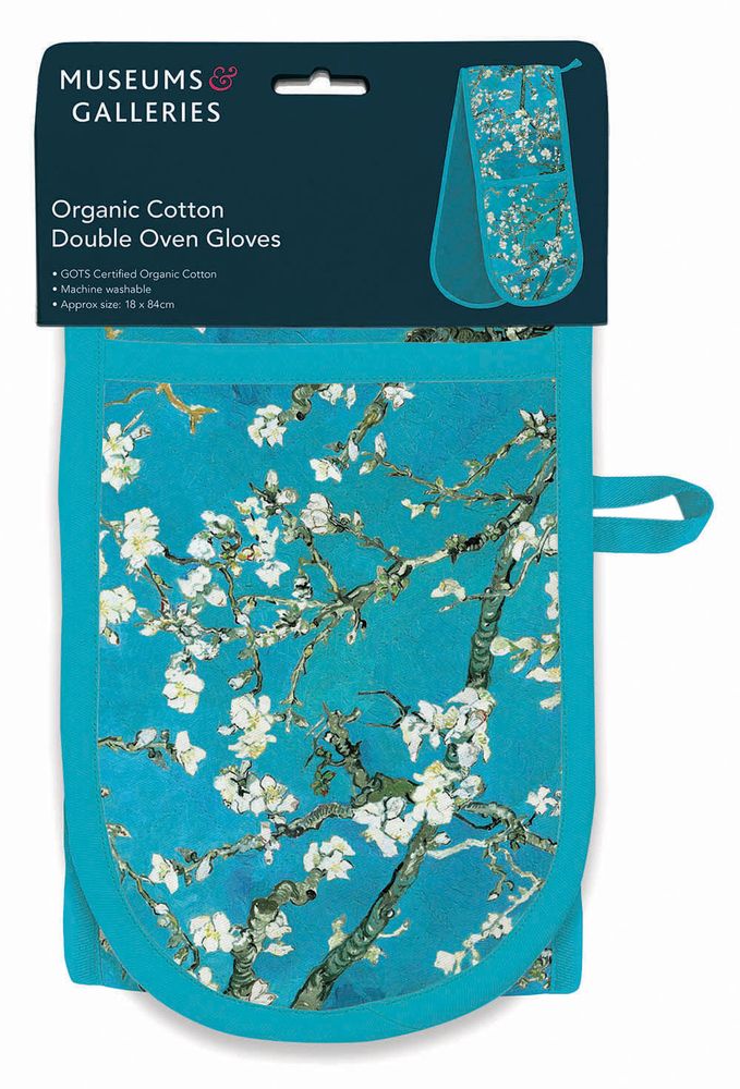 Vincent Van Gogh - Almond Blossom in Bloom Organic Cotton Double Oven Gloves