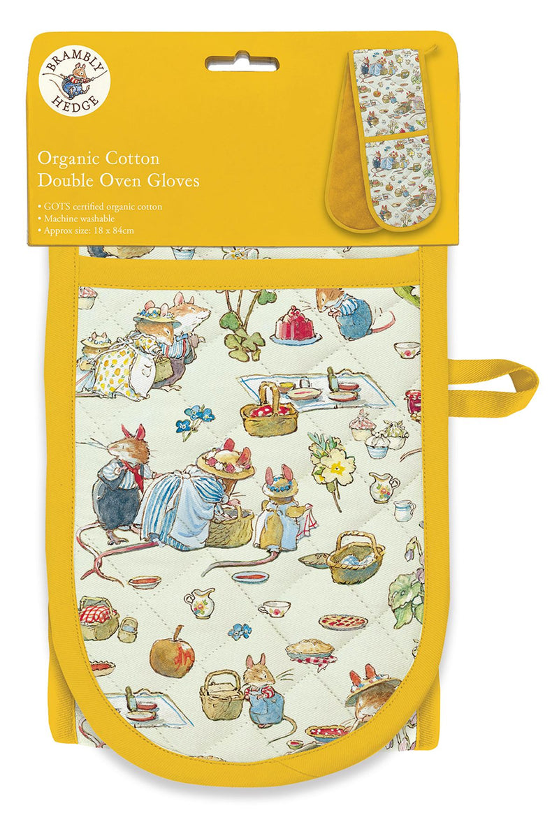 Brambly Hedge Spring Picnic Organic Cotton Double Oven Gloves