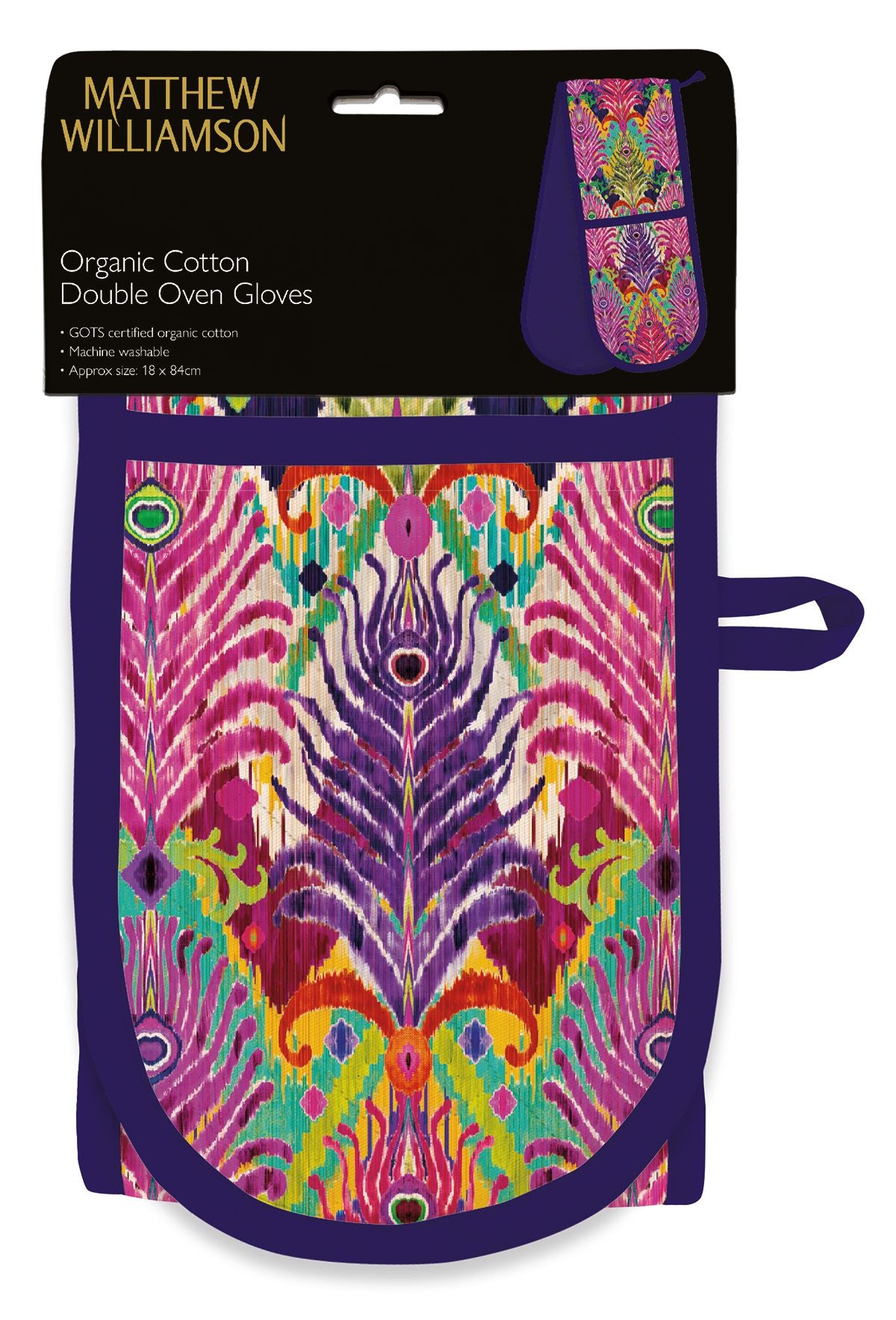 Matthew Williamson Peacock Ikat Organic Cotton Double Oven Gloves - Bee's Emporium